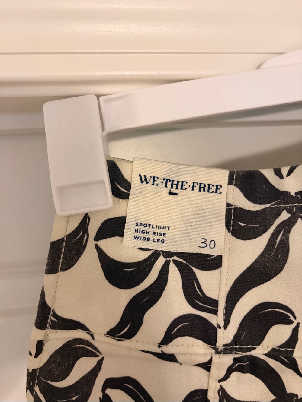 We the Free Spotlight High Rise Wide Leg Black & White Bow-Print Pants - Picture 2 of 3